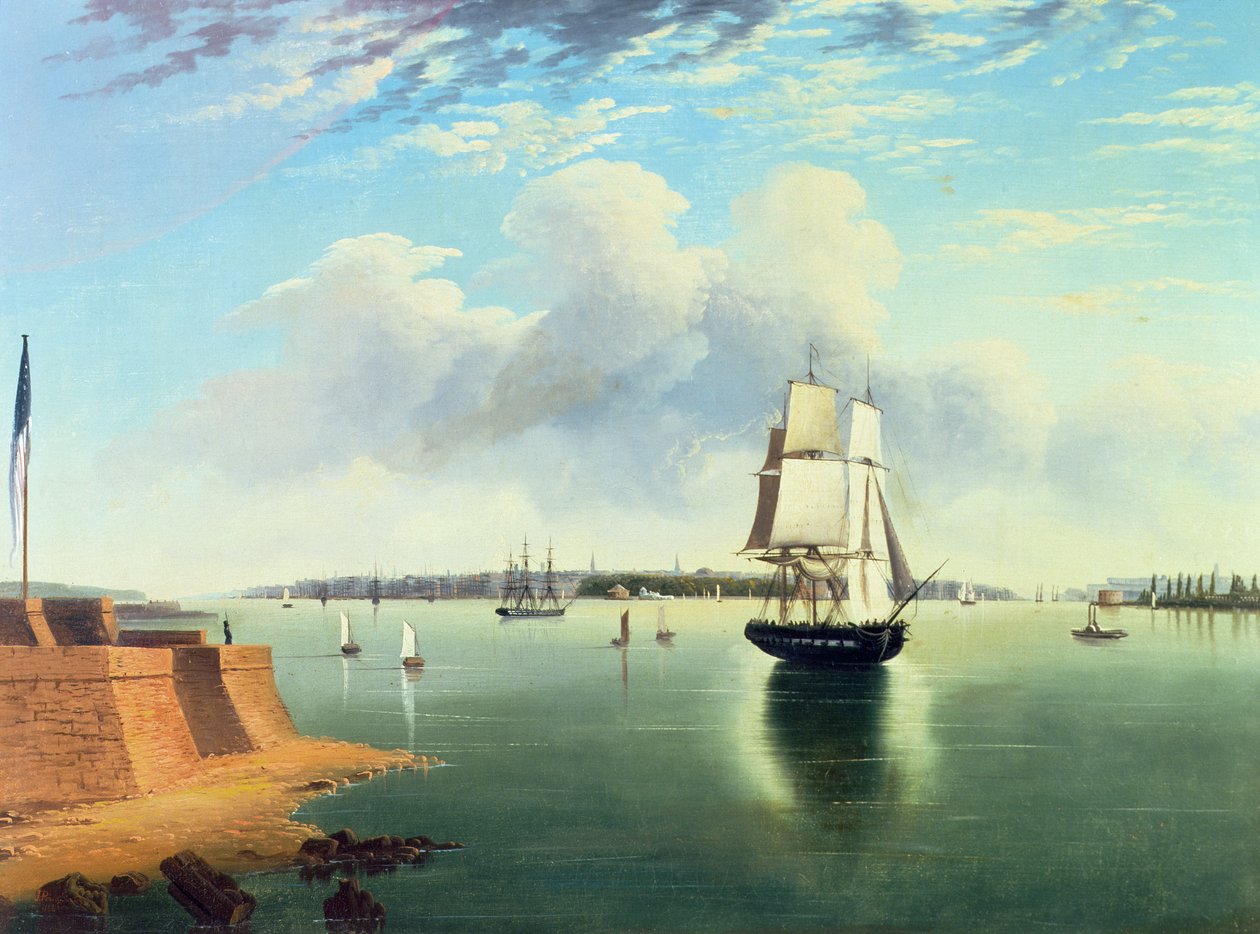 Vista, de, nova iorque, de, Bedloes, ilha, 1867 de Joseph B. Pringle