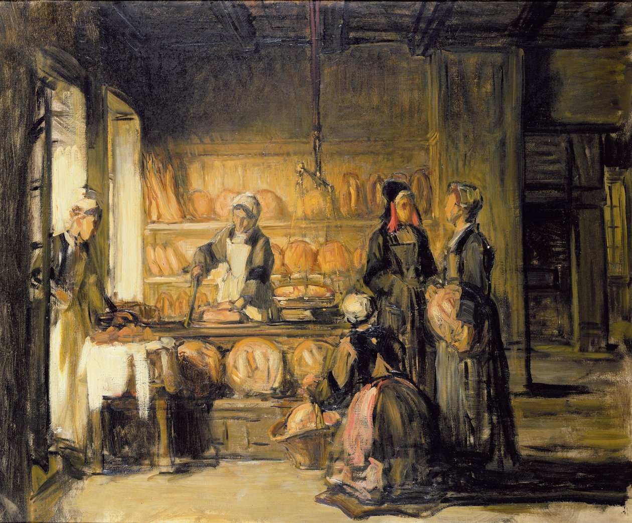Interior de um Boulangerie bretão, c.1906 de Joseph Bail