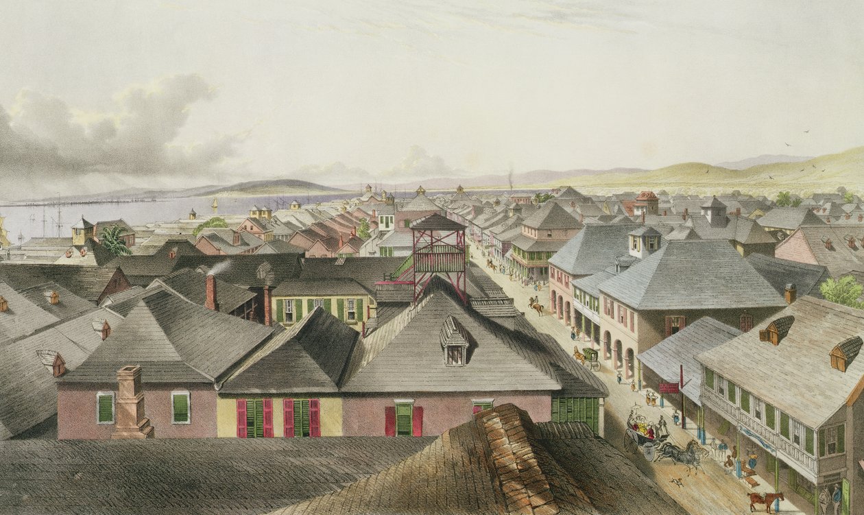 Cidade de Kingston das salas comerciais, olhando para o oeste, placa 20 de &39;West Indian Scenery: Ilustrações da Jamaica&39;, gravada pelo artista, pub. 1838-40 de Joseph Bartholomew Kidd