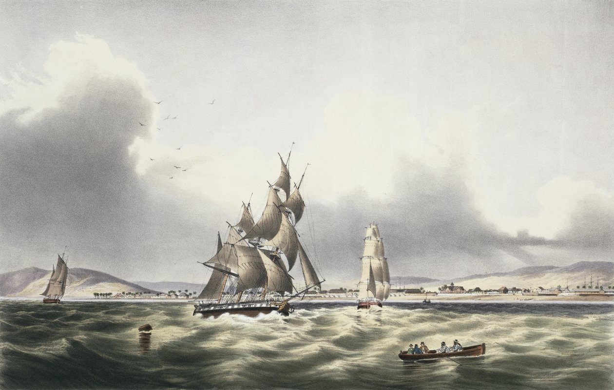 Embarcações Saindo de Port Royal, prato 29 de &39;West Indian Scenery: Ilustrações da Jamaica&39;, gravado pelo artista, pub. 1838-40 de Joseph Bartholomew Kidd