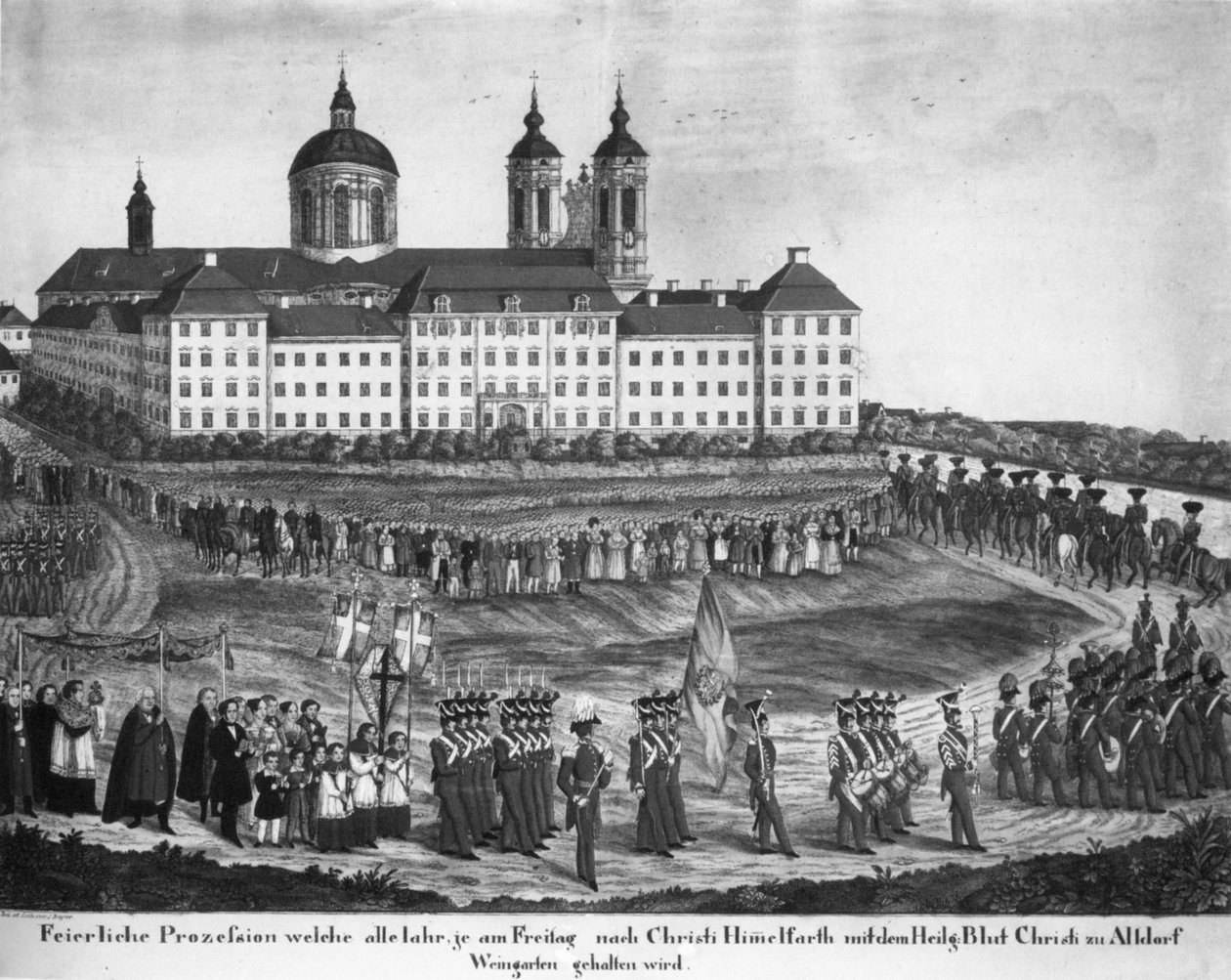 Procissão do Sangue Sagrado em Altdorf-Weingarten, por volta de 1840 (antes de 1848) de Joseph Bayer