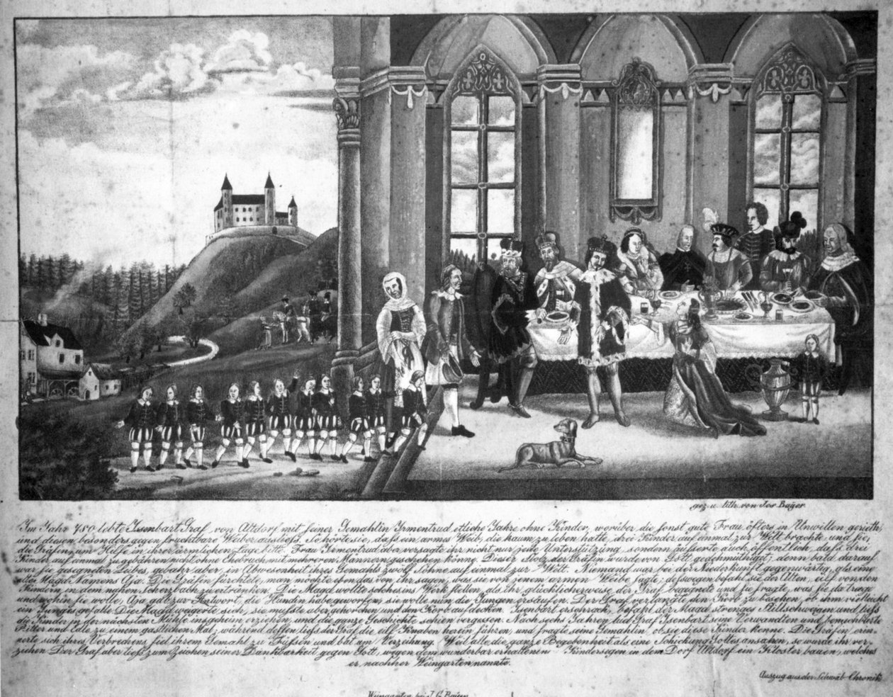 Gravura de placa de cobre Welfensage de Joseph Bayer