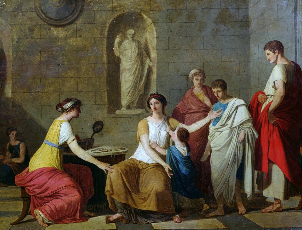 A mãe do Gracchi, c.1780 (detalhe de 221412) de Joseph Benoît Suvée