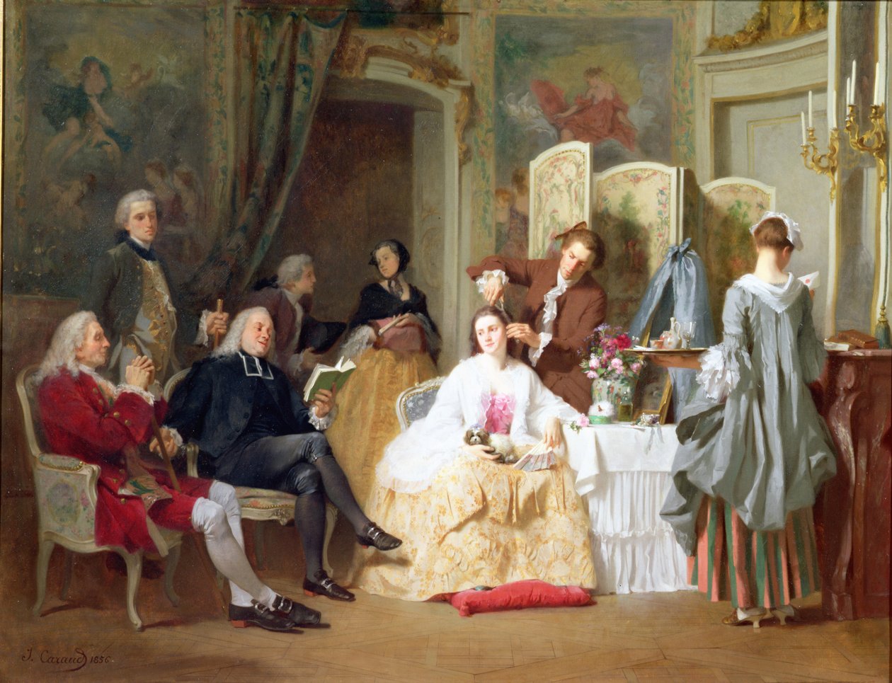 Abbe Prevost lendo &39;Manon Lescaut&39;, 1856 de Joseph Caraud