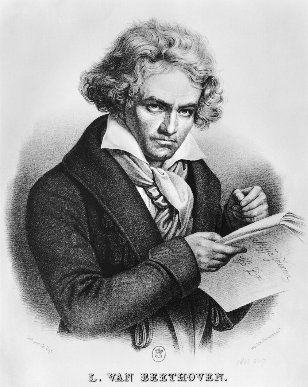 Ludwig van Beethoven (1770-1827) Compõe sua &39;Missa Solemnis&39;, gravada por Charles ou Pierre Charles Vogt de Joseph Carl Stieler