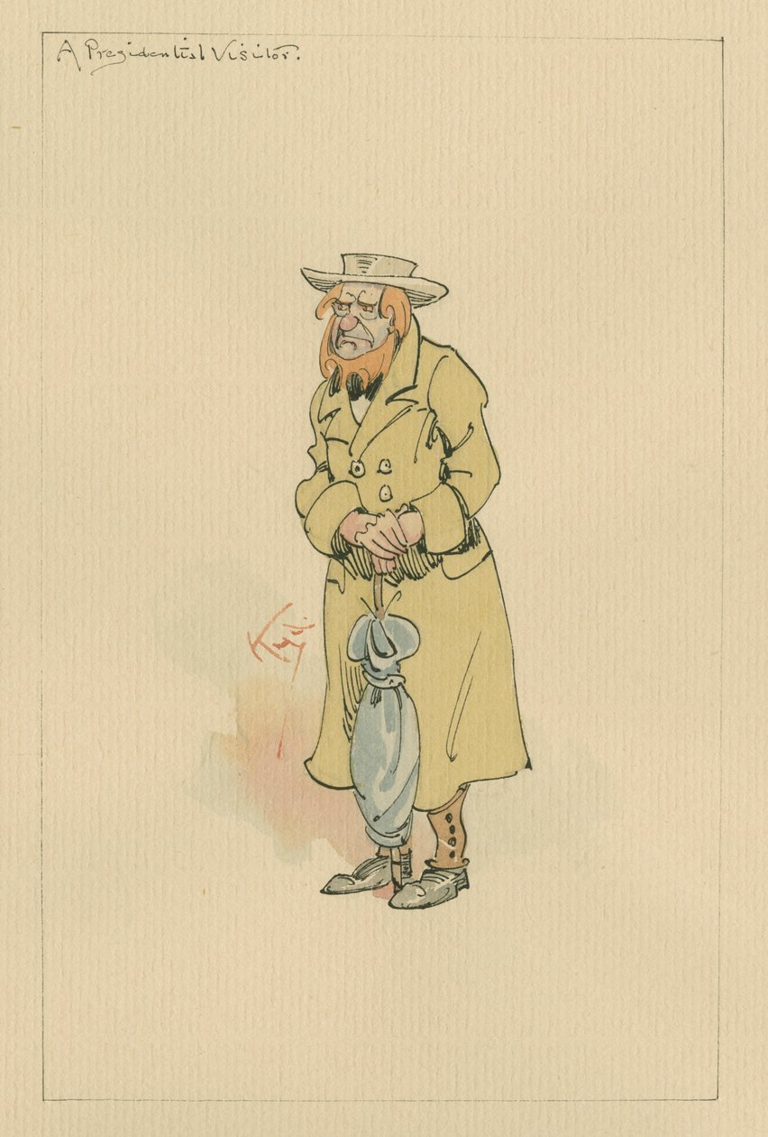 Um Visitante Presidencial, c.1920s (caneta e tinta com wc no papel) de Joseph Clayton Clarke