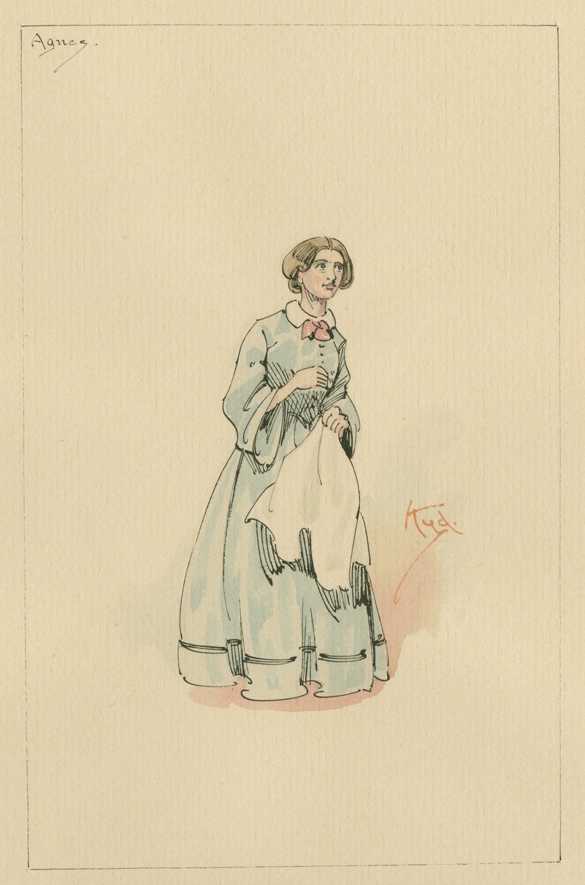 Agnes Wickfield, c.1920s (caneta e tinta com wc no papel) de Joseph Clayton Clarke