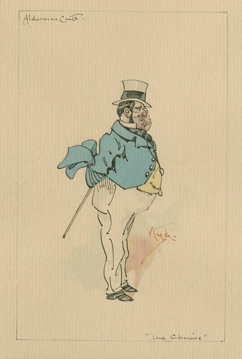 Alderman Cute - The Chimes, c.1920s (pena e tinta com wc no papel) de Joseph Clayton Clarke