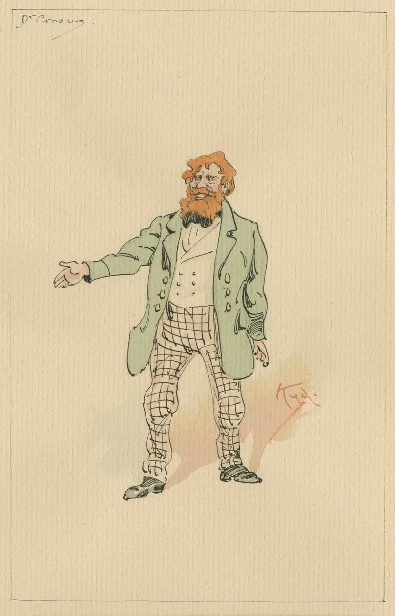 Dr Crocus, c.1920s (caneta e tinta com wc no papel) de Joseph Clayton Clarke