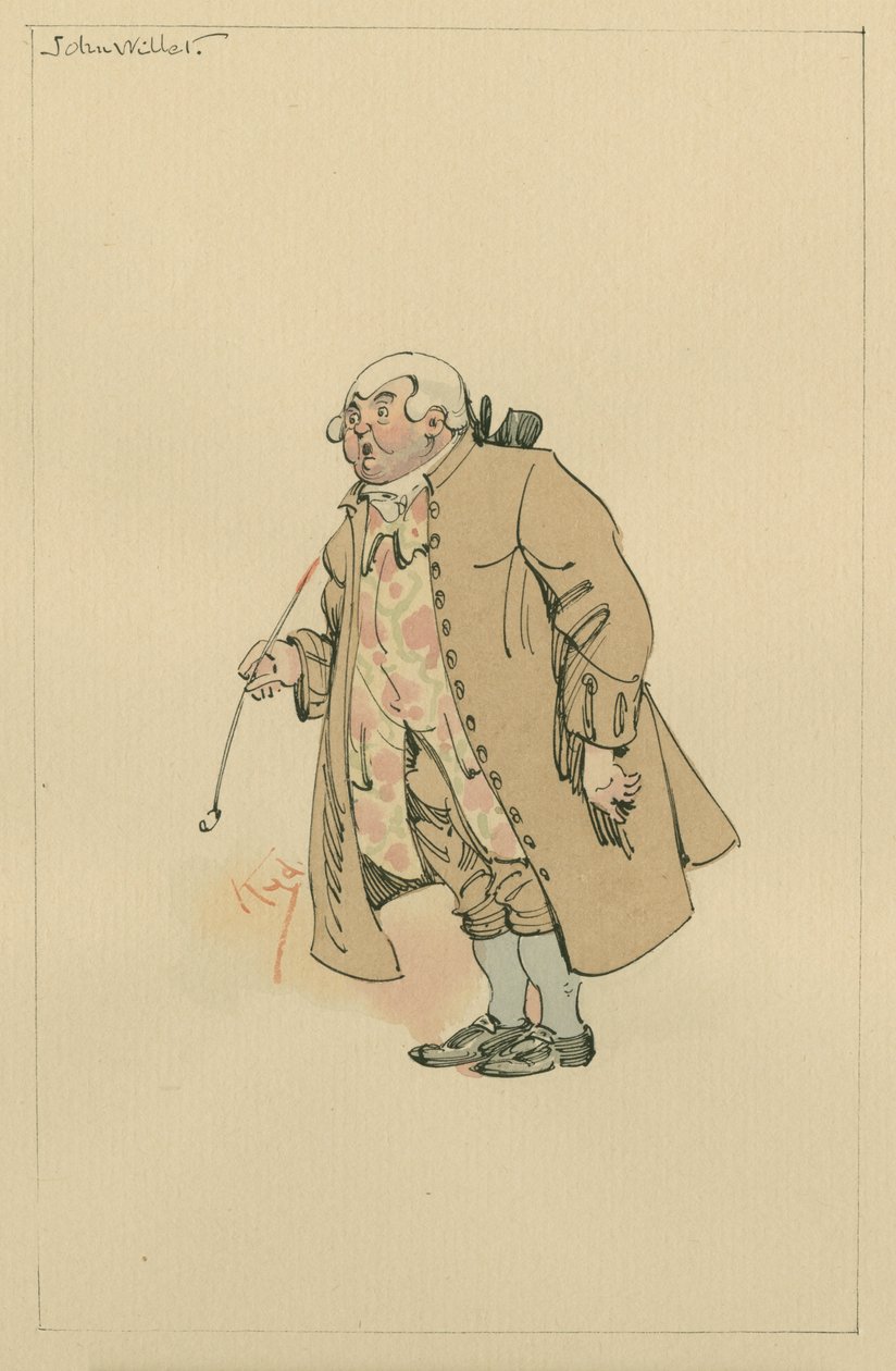 John Willet, c.1920s (caneta e tinta com wc no papel) de Joseph Clayton Clarke