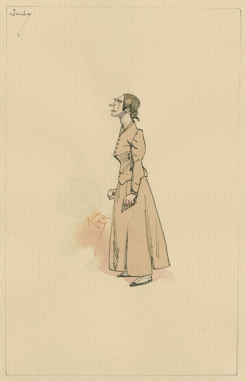 Judy Smallweed, c.1920s (caneta e tinta com wc no papel) de Joseph Clayton Clarke