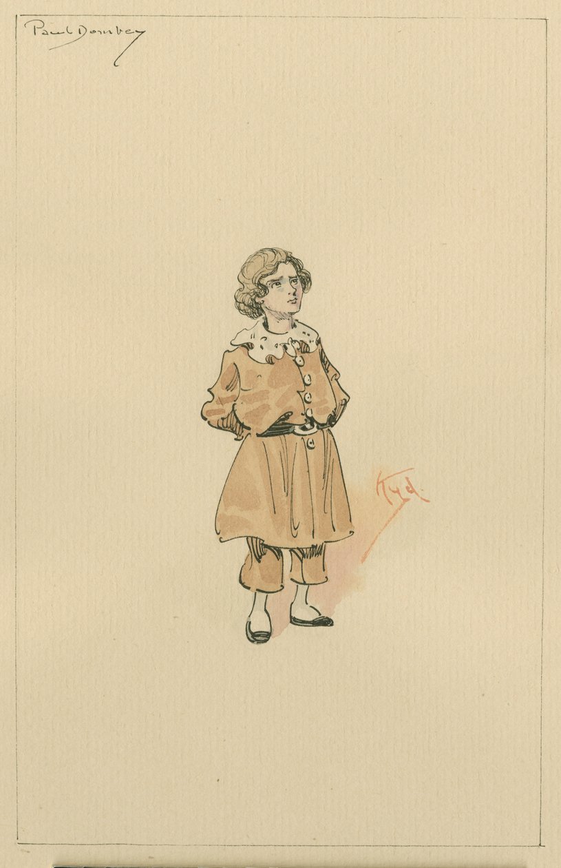 Paul Dombey, c.1920s (caneta e tinta com wc no papel) de Joseph Clayton Clarke