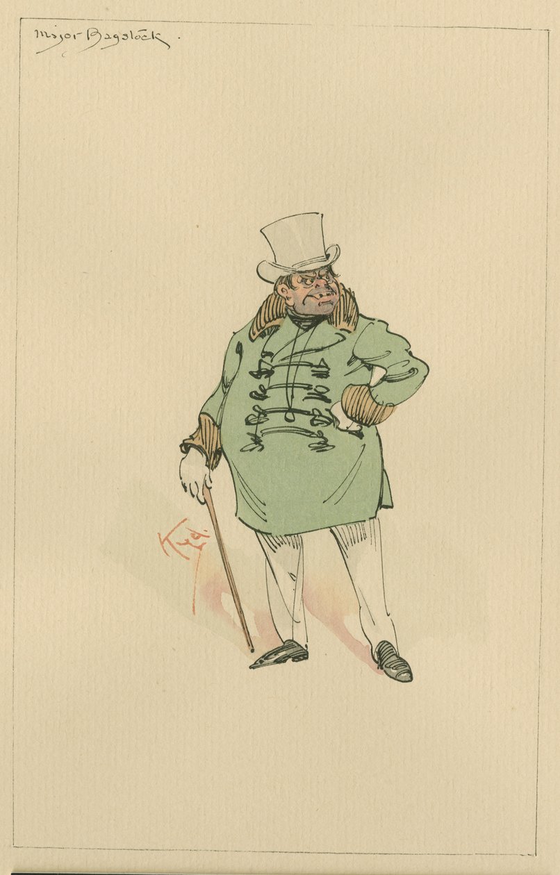 Bagstock principal, c.1920s (pena e tinta com wc no papel) de Joseph Clayton Clarke