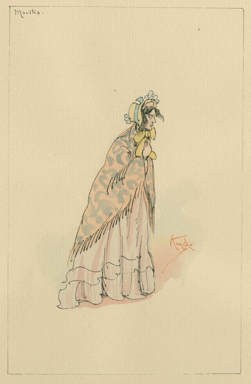 Martha Endell, c.1920s (pena e tinta com wc no papel) de Joseph Clayton Clarke