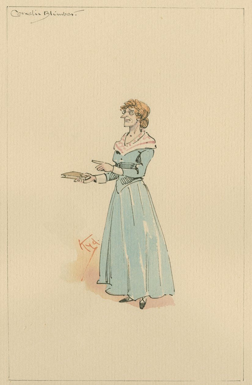 Miss Cornelia Blimber, c.1920s (caneta e tinta com wc no papel) de Joseph Clayton Clarke