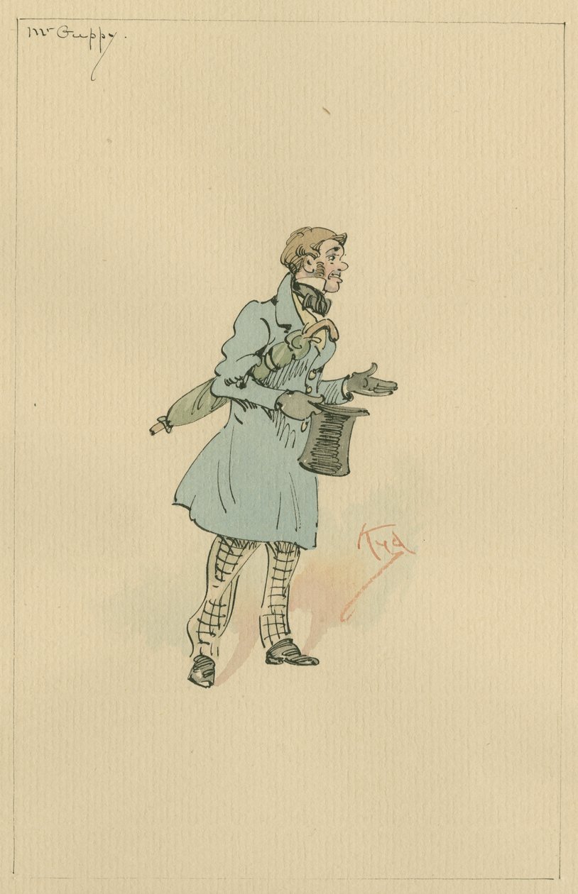 Sr. Guppy, c.1920s (caneta e tinta com wc no papel) de Joseph Clayton Clarke
