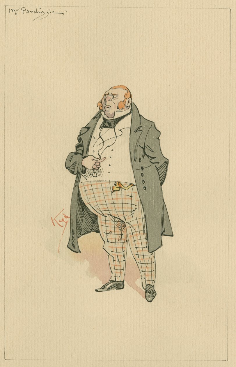 Sr. Pardiggle, c.1920s (caneta e tinta com wc no papel) de Joseph Clayton Clarke