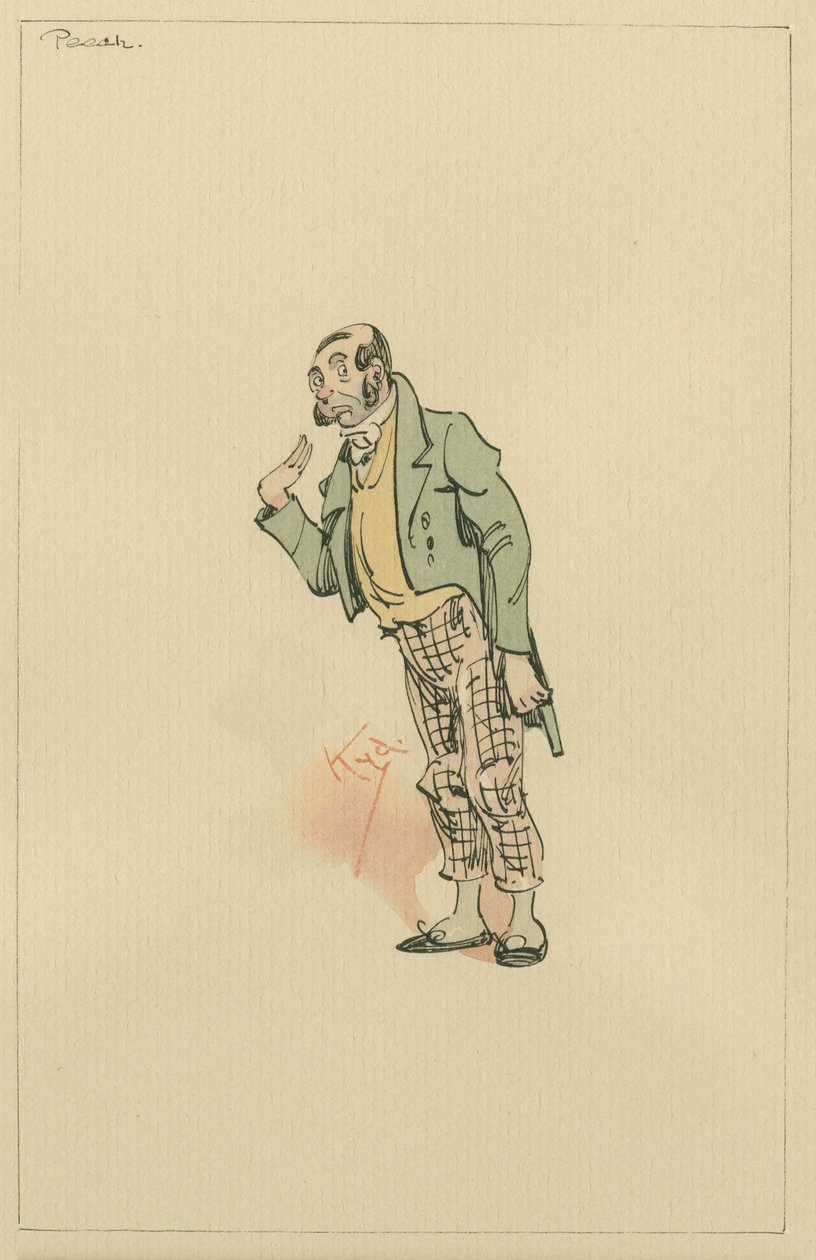 Sr. Perch, c.1920s (caneta e tinta com wc no papel) de Joseph Clayton Clarke