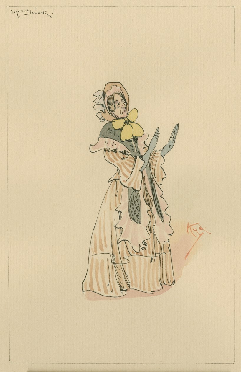 Sra. Chick, c.1920s (caneta e tinta com wc no papel) de Joseph Clayton Clarke