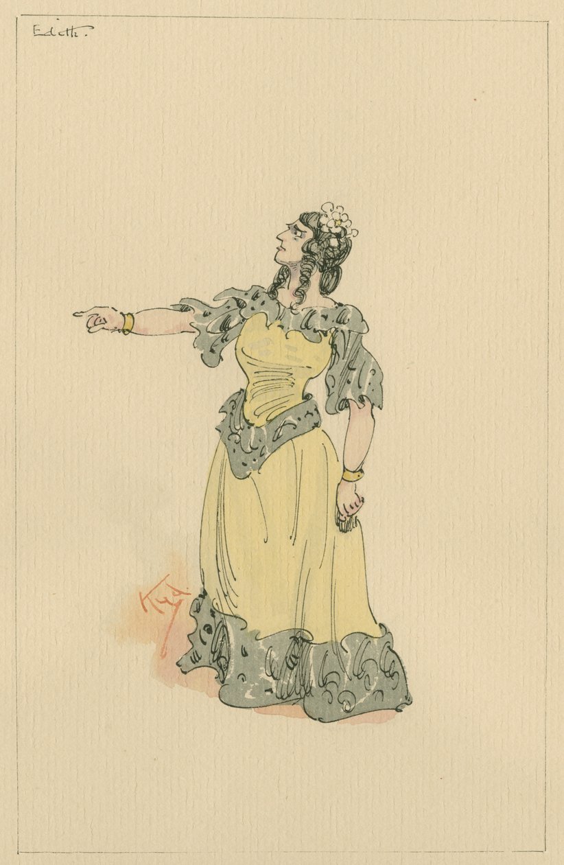 Sra. Edith Dombey, c.1920s (caneta e tinta com wc no papel) de Joseph Clayton Clarke