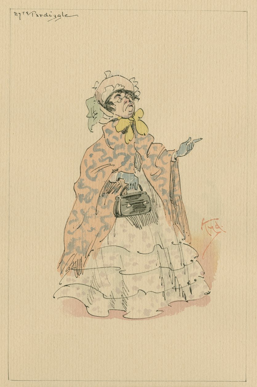 Sra. Pardiggle, c.1920s (caneta e tinta com wc no papel) de Joseph Clayton Clarke