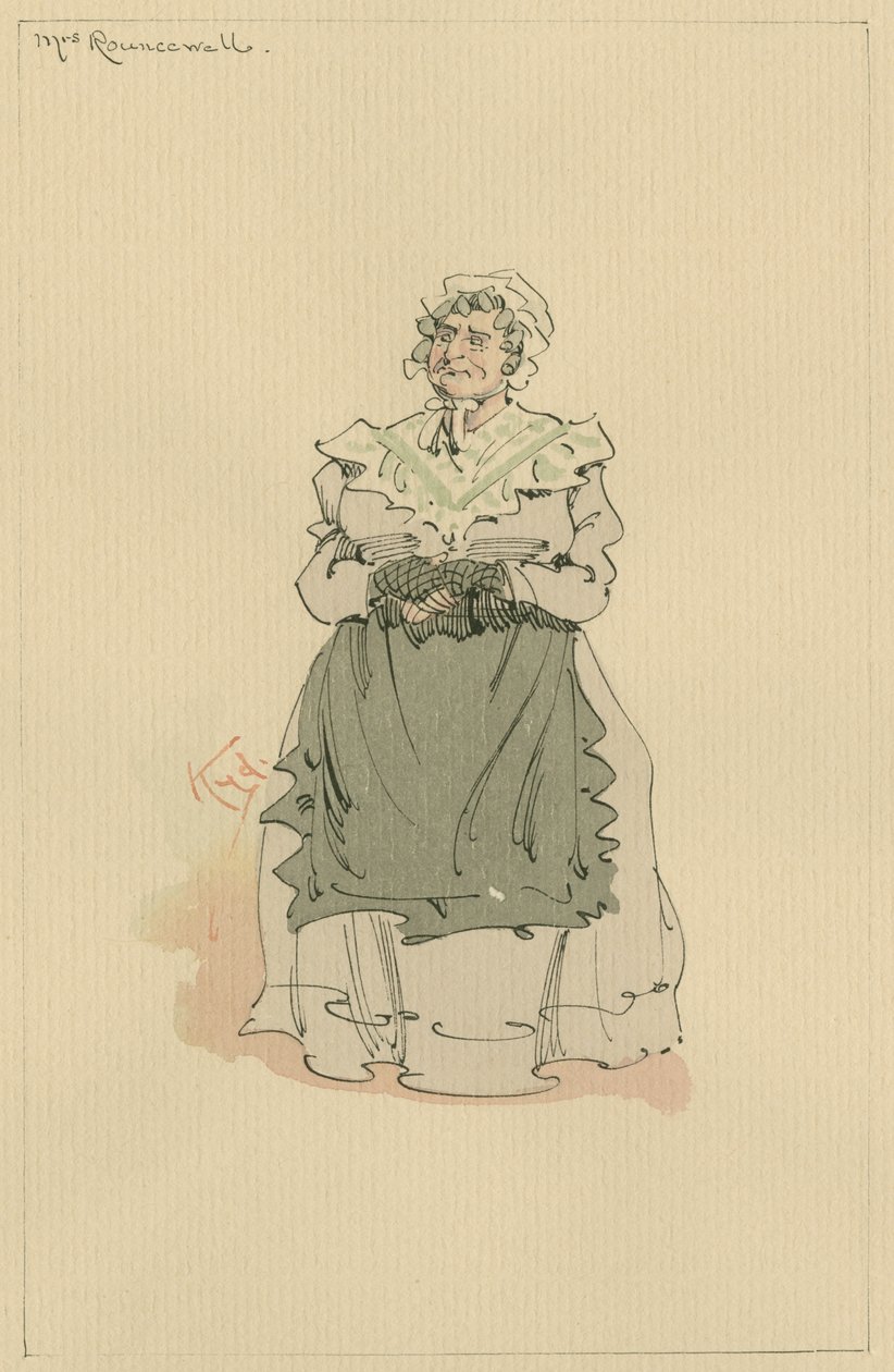 Sra. Rouncewell, c.1920s (caneta e tinta com wc no papel) de Joseph Clayton Clarke