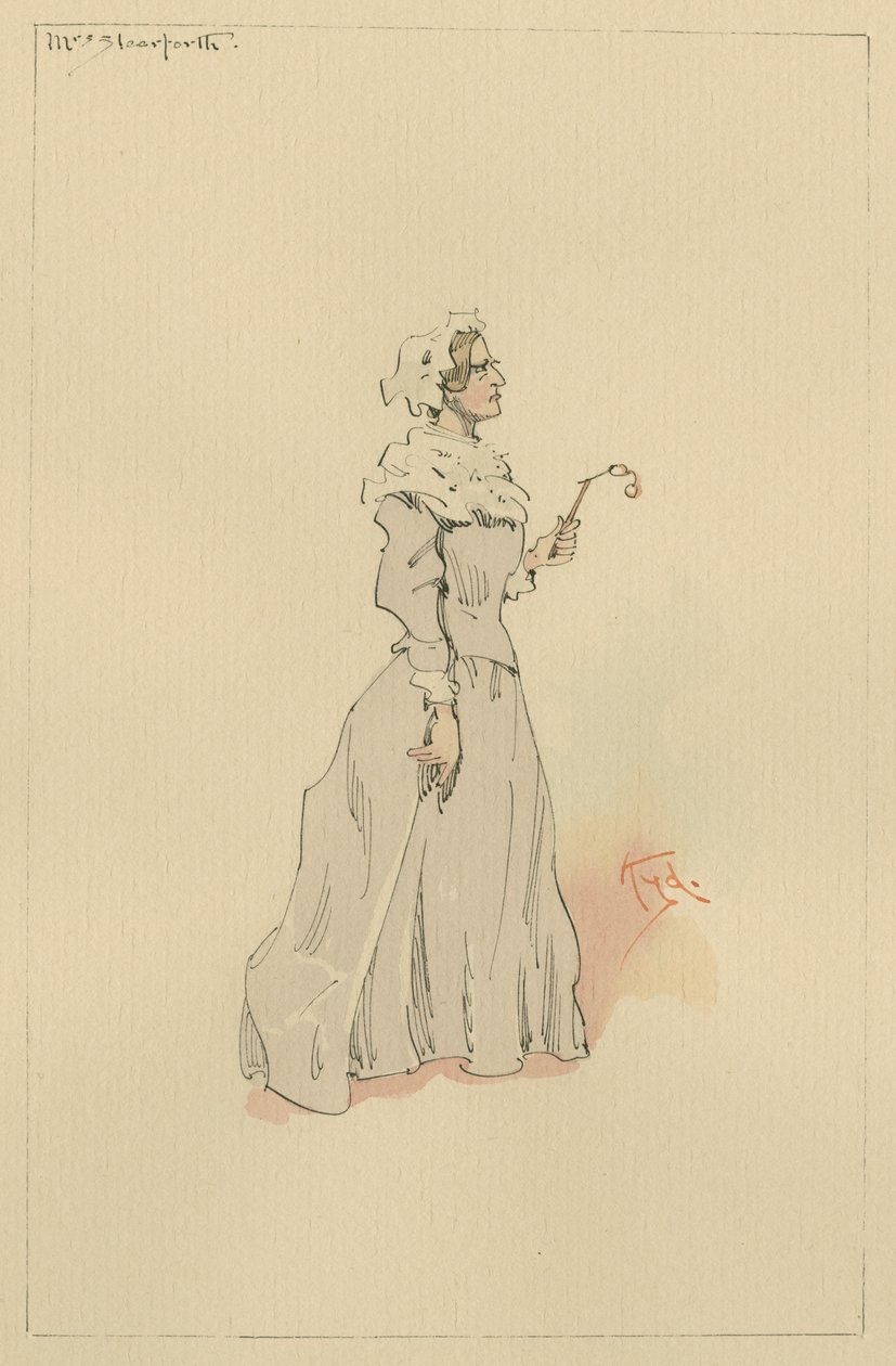 Mrs Steerforth, c.1920s (caneta e tinta com wc no papel) de Joseph Clayton Clarke