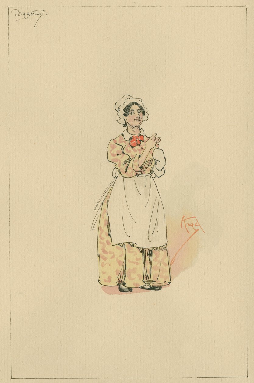 Peggotty, c.1920s (caneta e tinta com wc no papel) de Joseph Clayton Clarke
