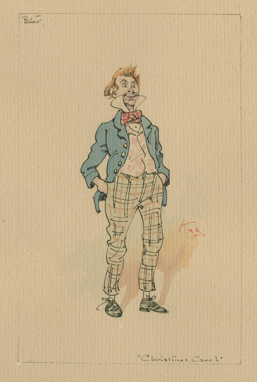 Peter Cratchit - A Christmas Carol, c.1920s (pena e tinta com wc no papel) de Joseph Clayton Clarke