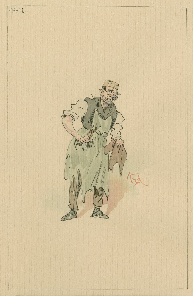 Phil Squod, c.1920s (caneta e tinta com wc no papel) de Joseph Clayton Clarke