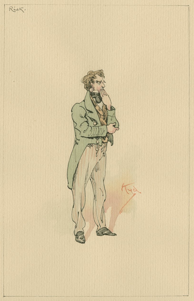 Rick, c.1920s (caneta e tinta com wc no papel) de Joseph Clayton Clarke