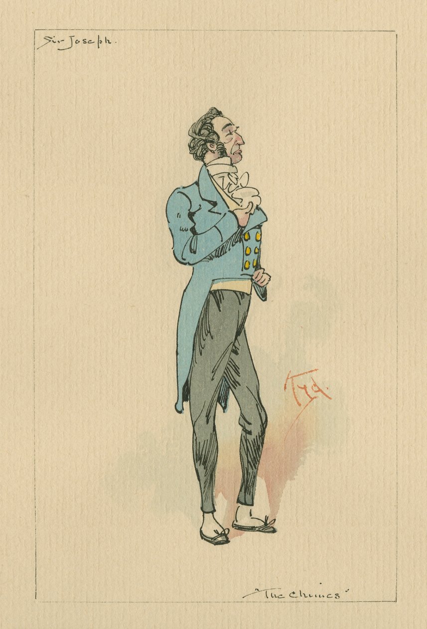Sir Joseph Bowley - Os Chimes, c.1920s (pena e tinta com wc no papel) de Joseph Clayton Clarke