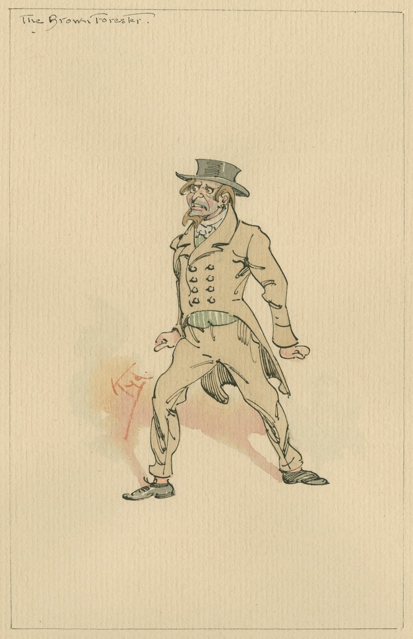 The Brown Forester, c.1920s (caneta e tinta com wc no papel) de Joseph Clayton Clarke
