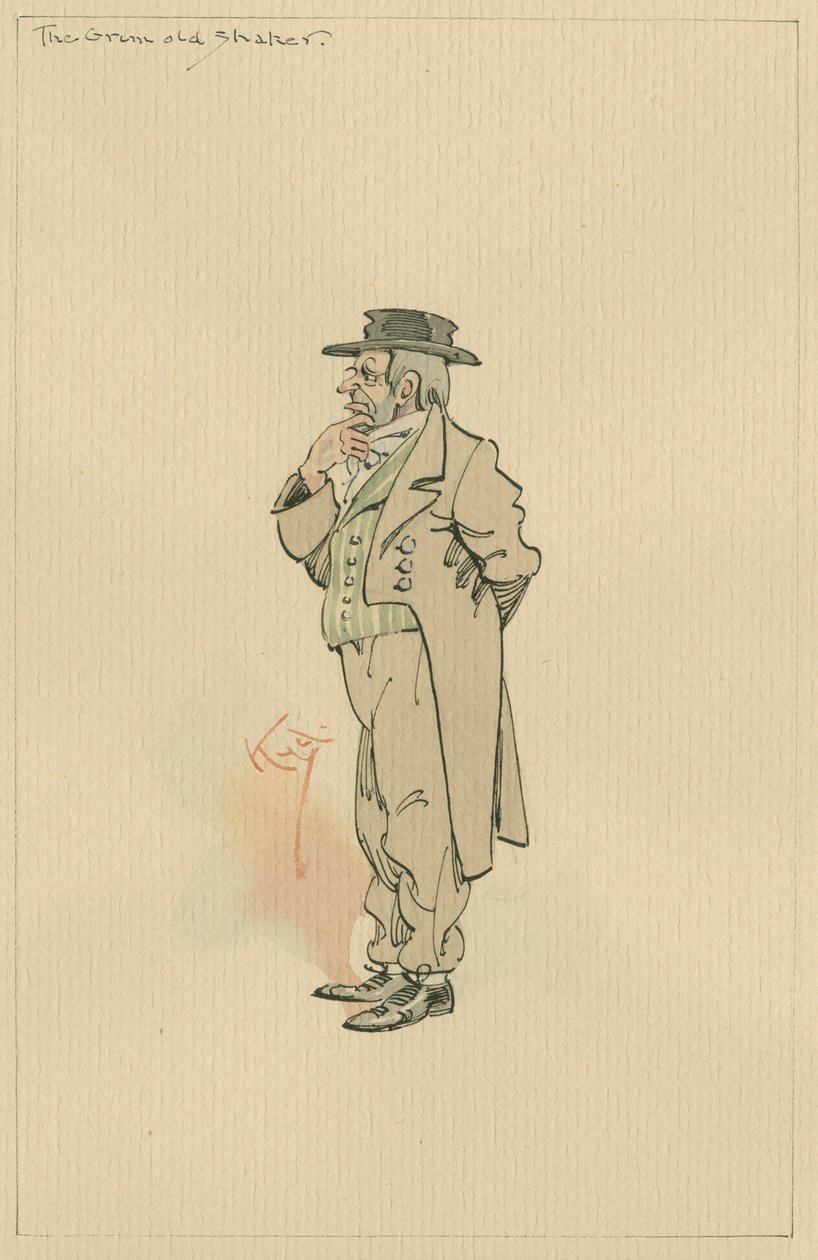 The Grim Old Shaker, em 1920 (caneta e tinta com wc no papel) de Joseph Clayton Clarke