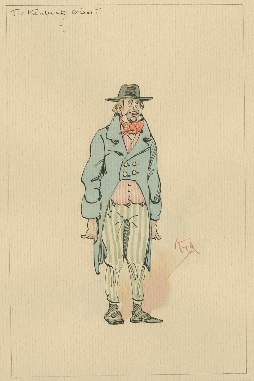 The Kentucky Giant, c.1920s (caneta e tinta com wc no papel) de Joseph Clayton Clarke