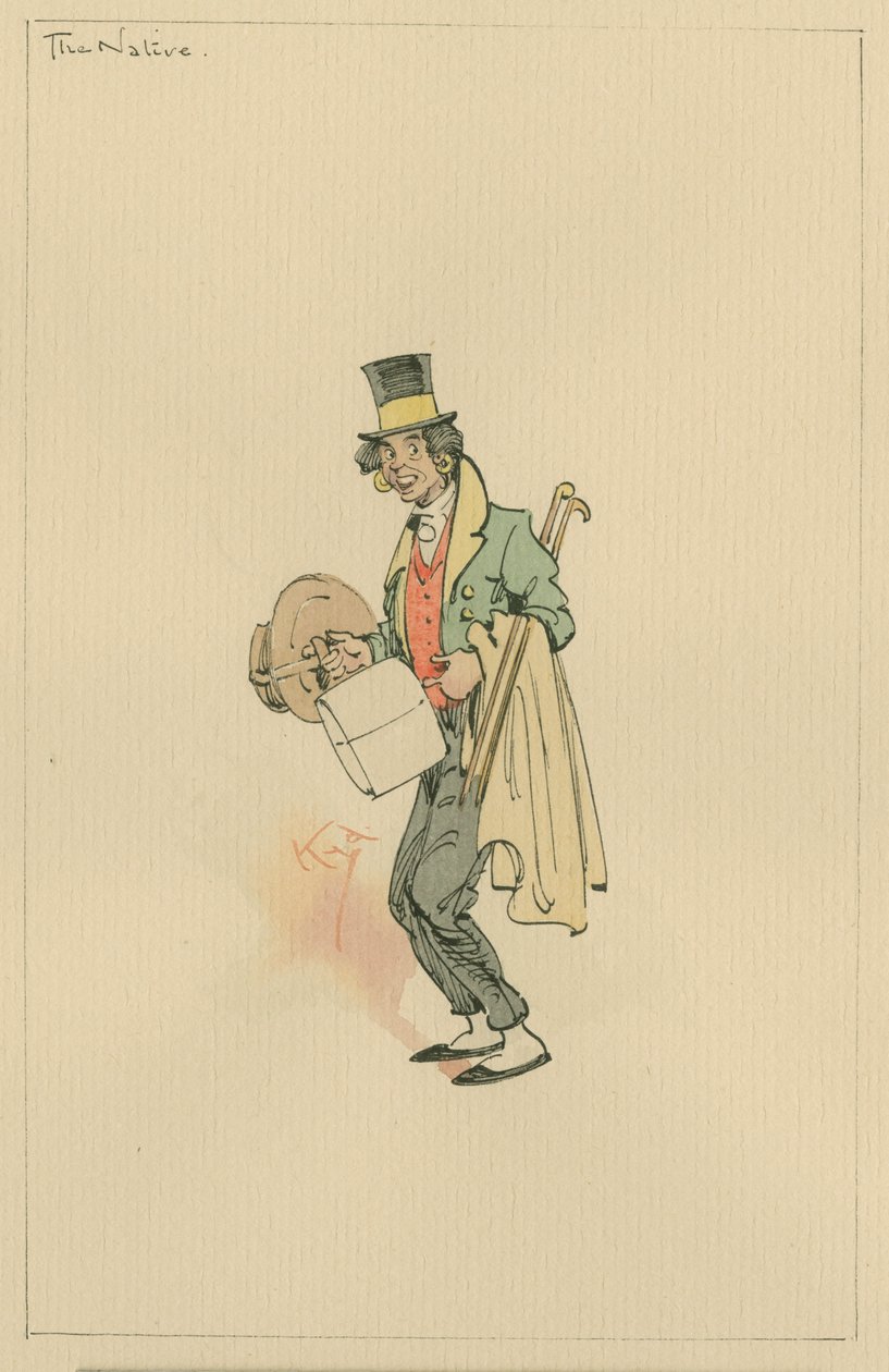 The Native, c.1920s (caneta e tinta com wc no papel) de Joseph Clayton Clarke