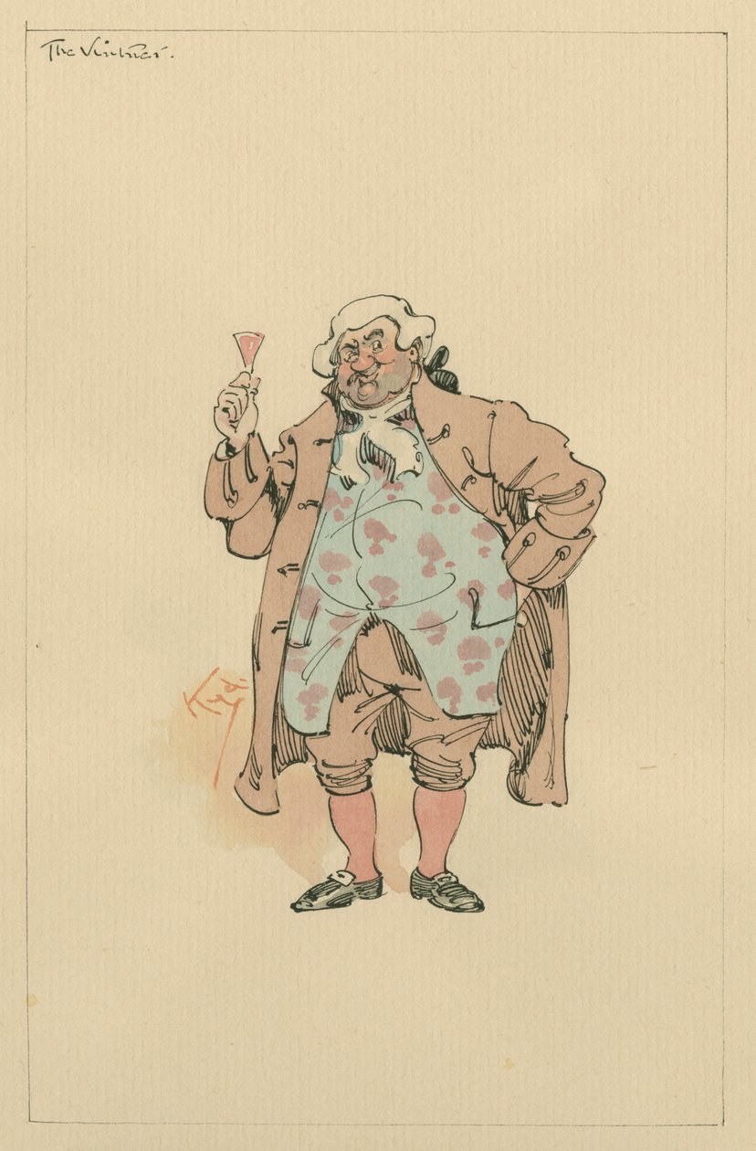 The Vintner, c.1920s (caneta e tinta com wc no papel) de Joseph Clayton Clarke
