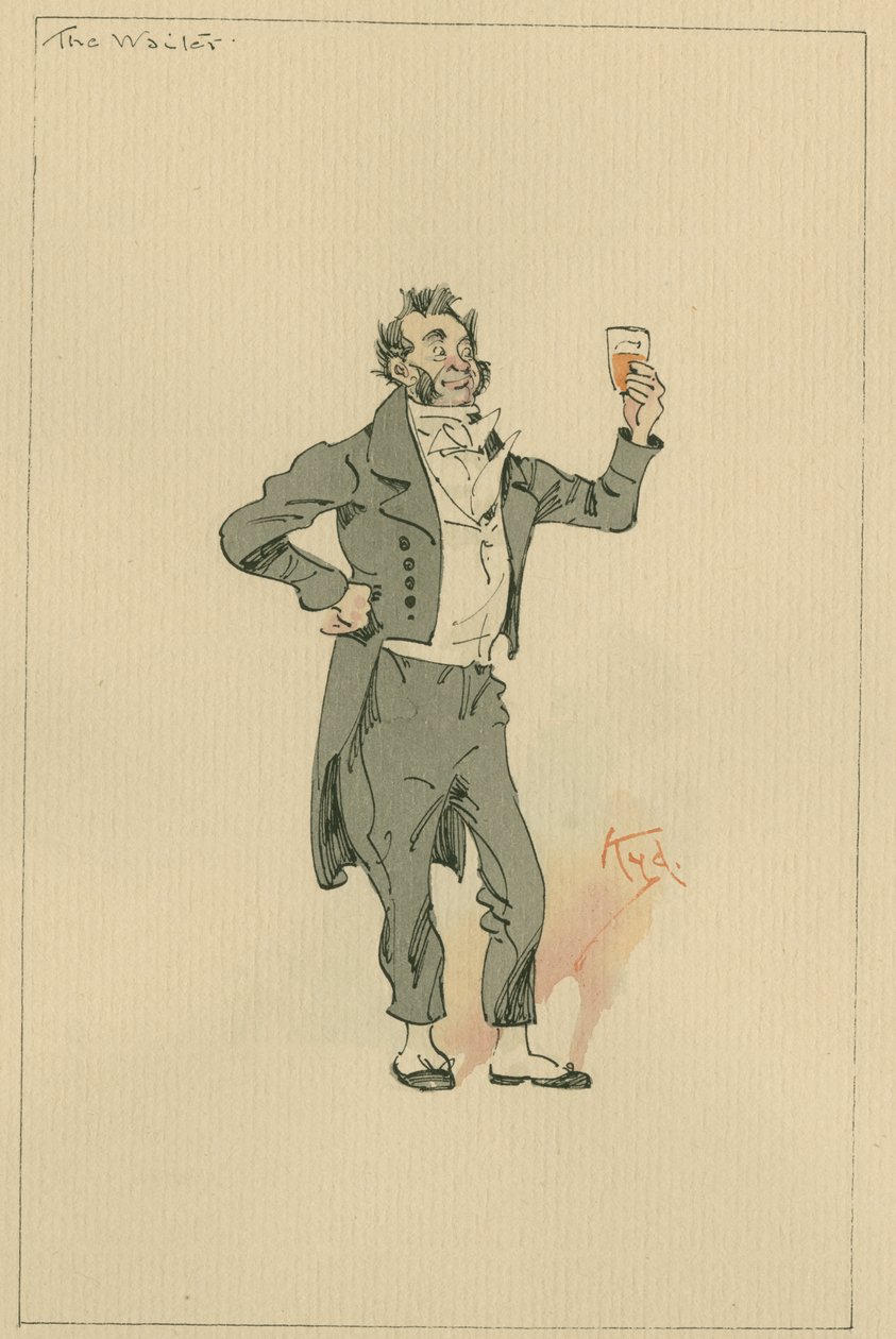 The Waiter, c.1920s (caneta e tinta com wc no papel) de Joseph Clayton Clarke