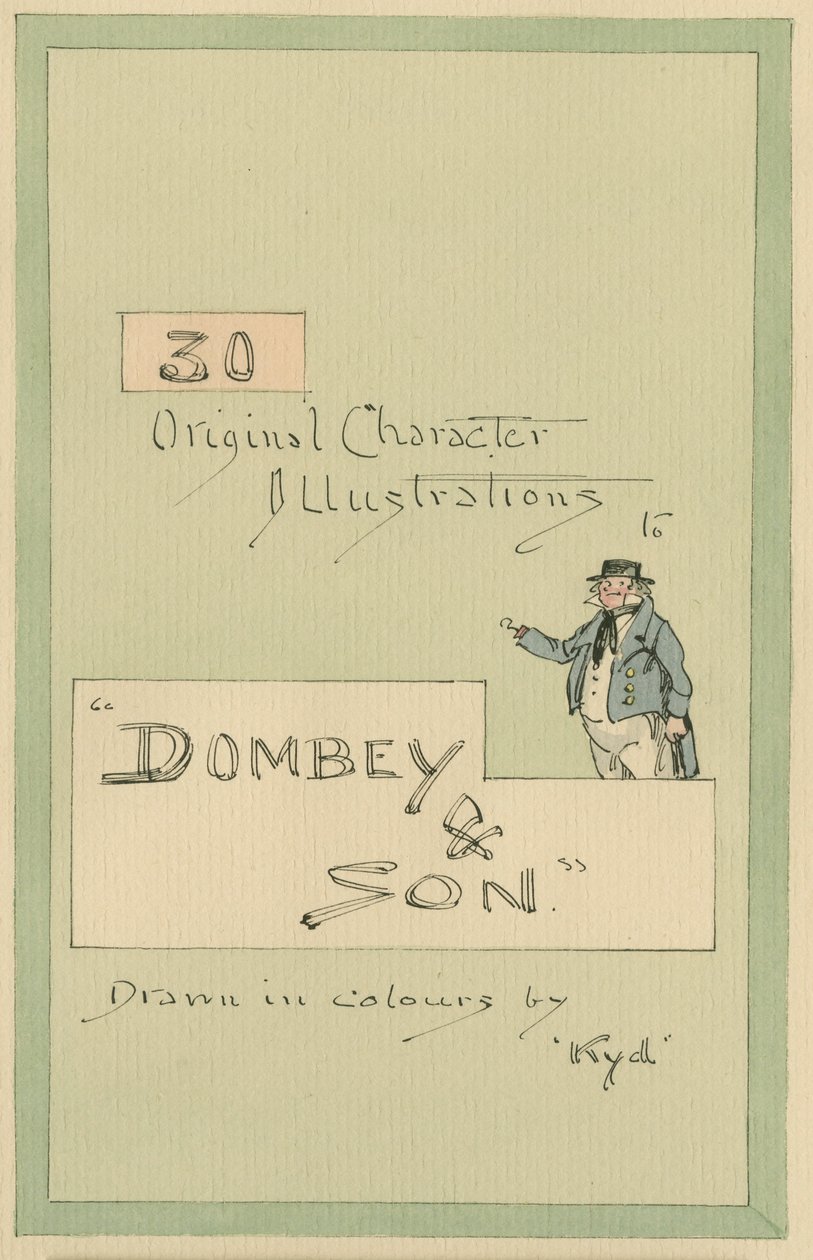 Página de rosto, c.1920s (caneta e tinta com wc no papel) de Joseph Clayton Clarke