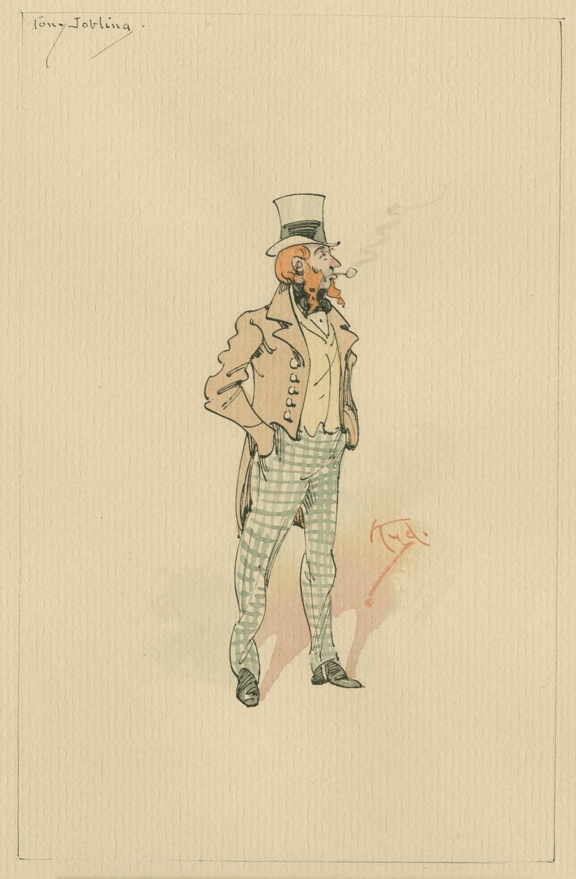 Tony Jobling, c.1920s (caneta e tinta com wc no papel) de Joseph Clayton Clarke