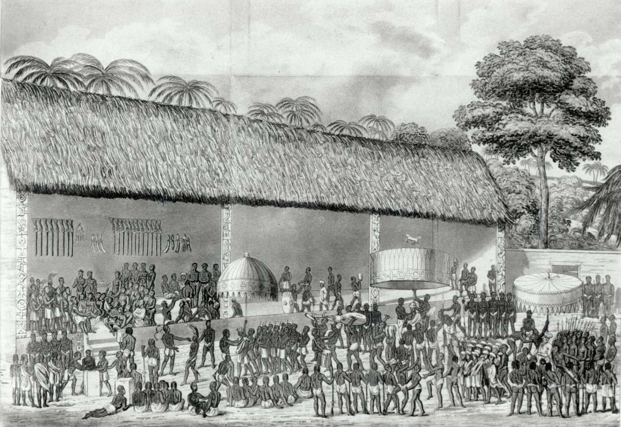 Adai festival religioso na corte do rei de Ashanti em março de 1820, de &39;Jornal de uma residência em Ashantee&39; por Dupuis, publicado em 1824 de Joseph Dupuis