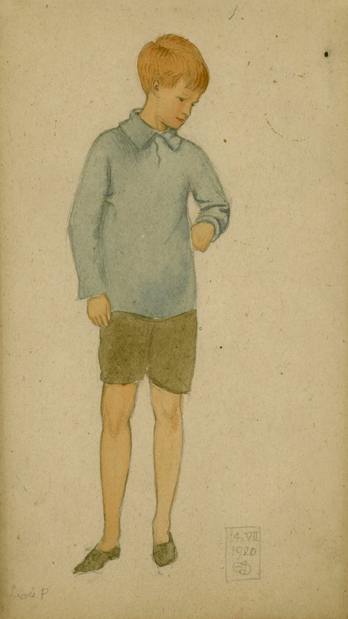 Lewis P., 14 de julho de 1920 (lápis e wc no papel) de Joseph Edward Southall