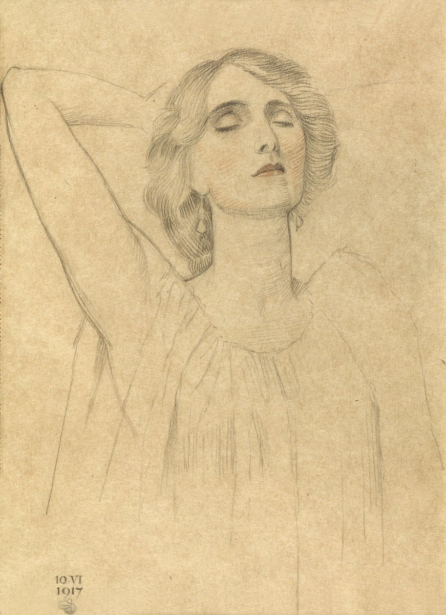 Esboço de uma mulher, 1917 (lápis e giz sobre papel) de Joseph Edward Southall
