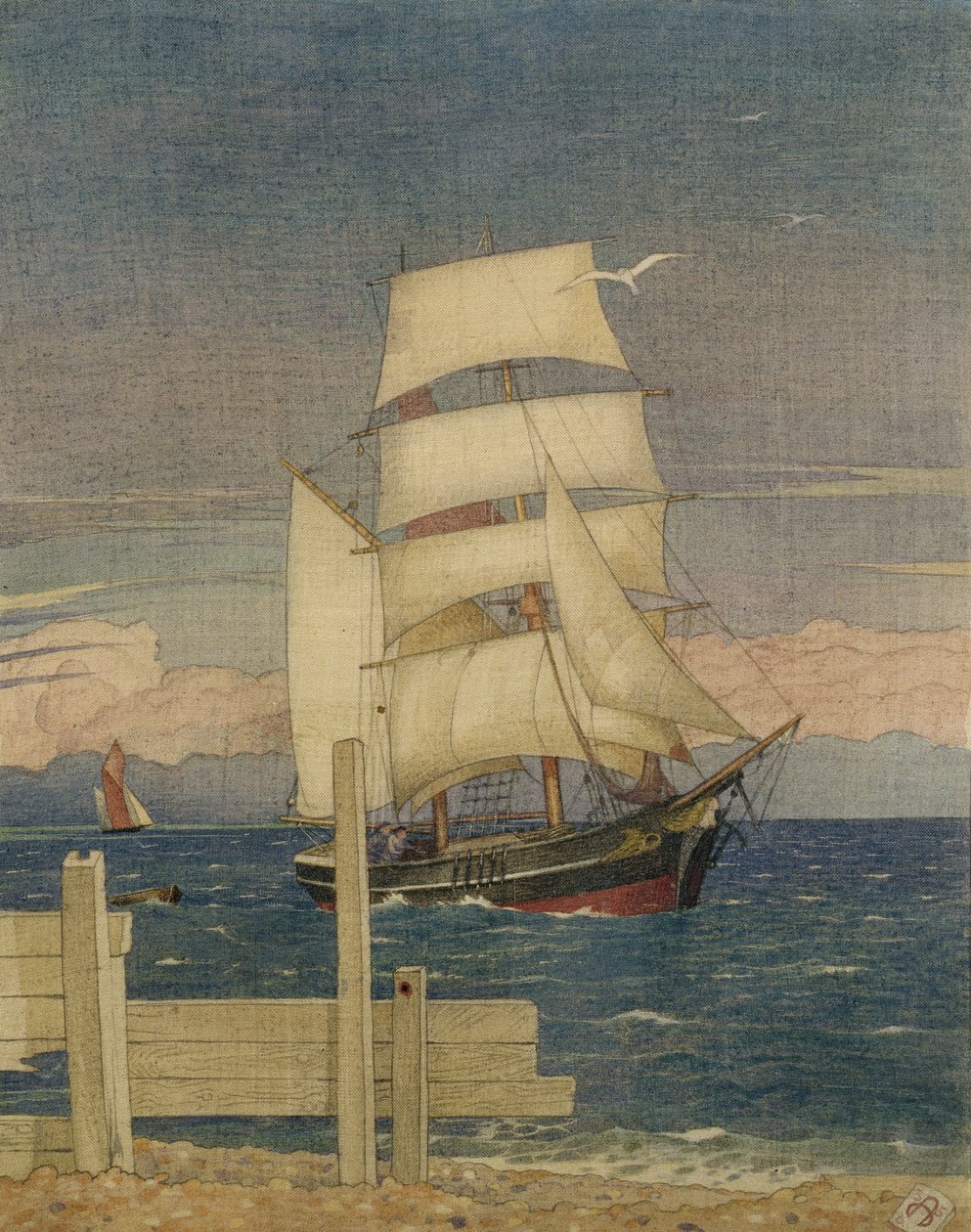 Tall Ship, 1935 (wc e lápis sobre pano) de Joseph Edward Southall