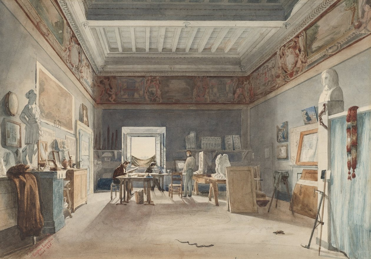 Um estúdio na Villa Medici, Roma de Joseph Eugène Lacroix