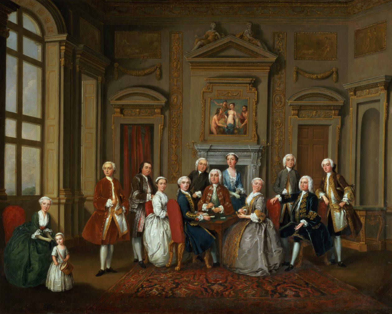 Uma família em um interior palladiano (The Tylney Group), 1740 de Joseph Francis Nollekens