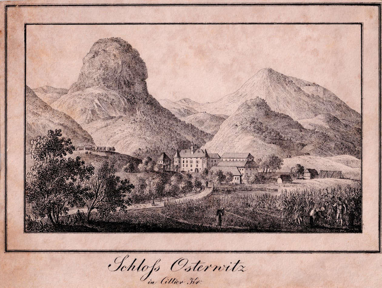 Schloss Osterwitz im Sanntal (Ostra perto de St. Juraj perto de Tabor) westlich Celje de Joseph Franz Kaiser
