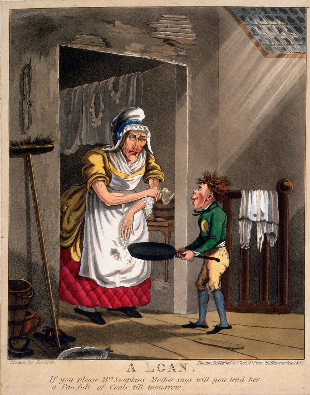 Um empréstimo, 1827 (gravura colorida à mão) de Joseph Lisle