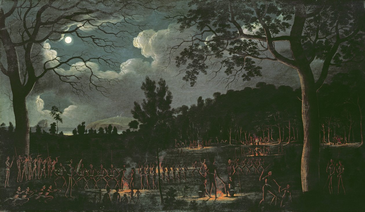 Corroboree em Newcastle, c.1818 (diretoria) de Joseph Lycett