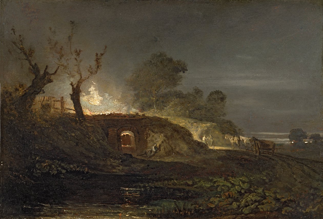 Um forno de lima em Coalbrookdale, c.1797 de Joseph Mallord William Turner